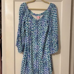 Lilly Pulitzer Blue and Green Floral Dress